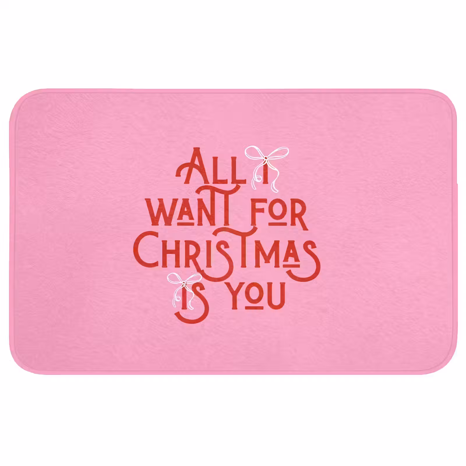 Badmat - Tekst - Kerst - Roze - Rood — 1