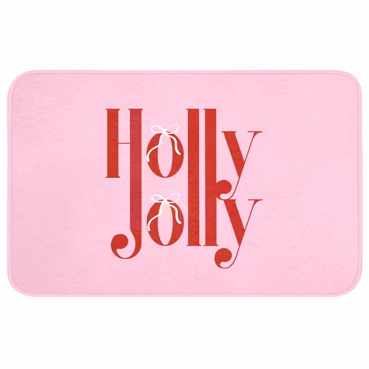 Badmat - Kerst - Tekst - Rood - Roze — 1
