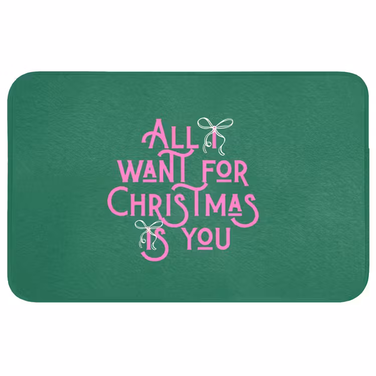 Badmat - Kerst - Tekst - Roze - Groen — 1