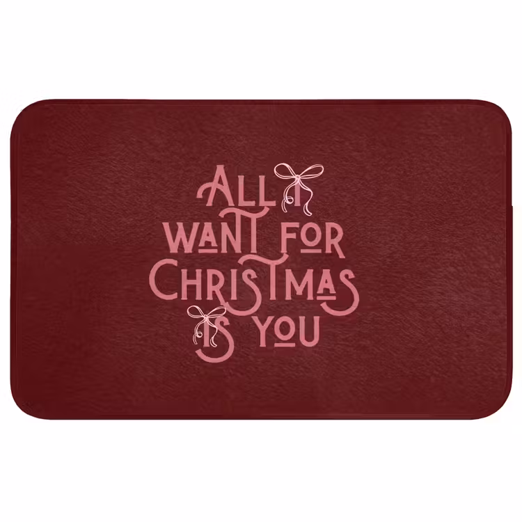Badmat - Tekst - Kerst - Rood - Roze — 1