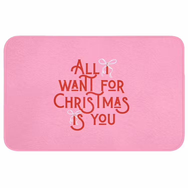 Badmat - Tekst - Kerst - Roze - Rood — 1