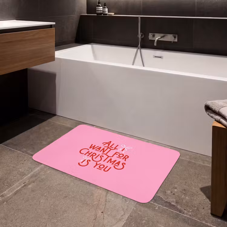 Badmat - Tekst - Kerst - Roze - Rood — 4