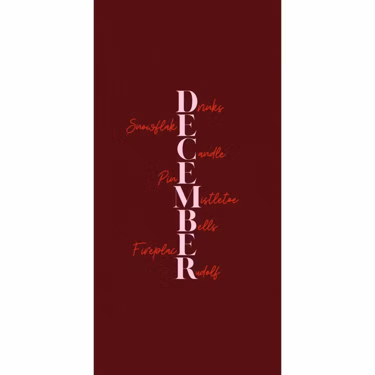 Behang - December - Tekst - Kerst - Burgundy — 2