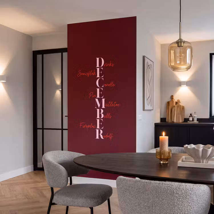 Behang - December - Tekst - Kerst - Burgundy — 5