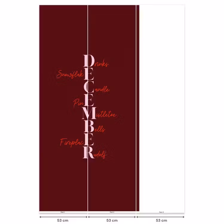 Behang - December - Tekst - Kerst - Burgundy — 6