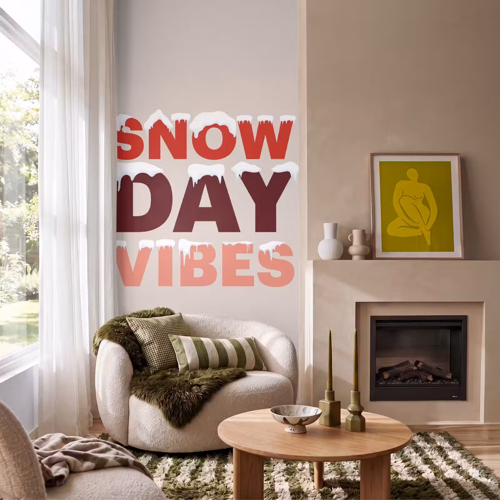 Behang - Sneeuw - Kerst - Tekst - Rood — 1