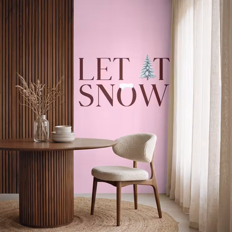 Behang - Kerst - Tekst - Sneeuw - Roze — 4