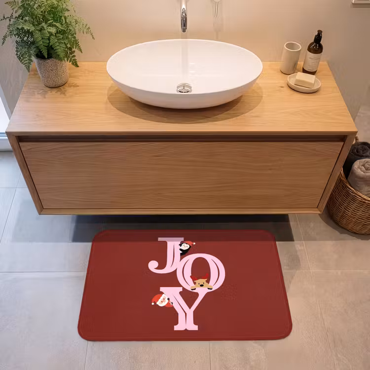 Badmat - Joy - Kerst - Animatie - Rood - Roze — 2