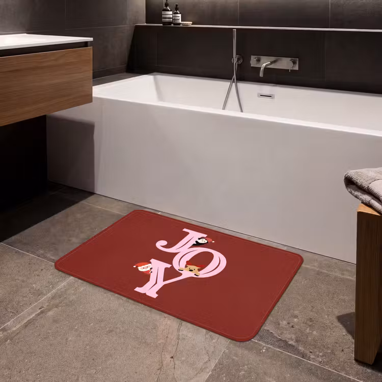 Badmat - Joy - Kerst - Animatie - Rood - Roze — 4