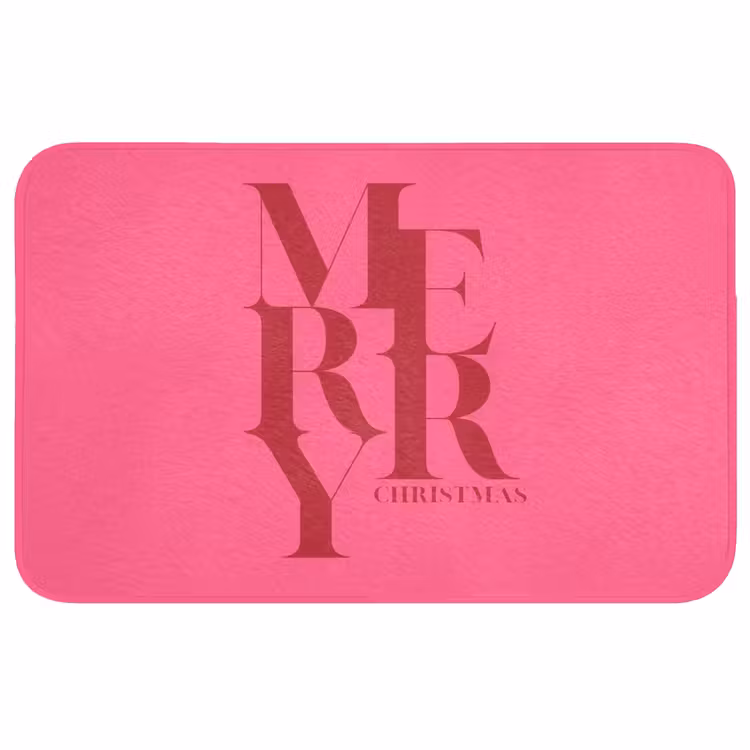 Badmat - Merry - Tekst - Kerst - Roze — 1
