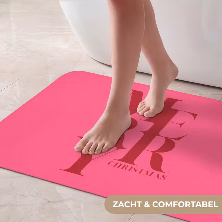 Badmat - Merry - Tekst - Kerst - Roze — 5