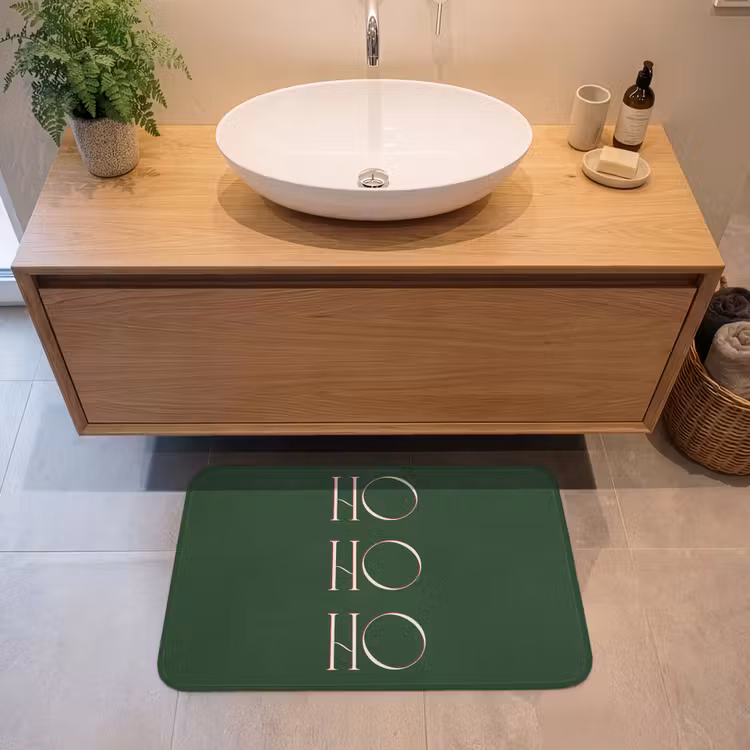 Badmat - Tekst - Kerst - Modern - Groen — 2