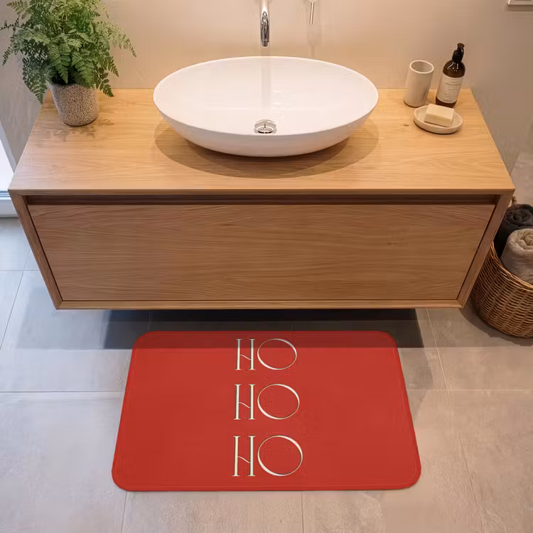 Badmat - Tekst - Kerst - Modern - Rood — 2