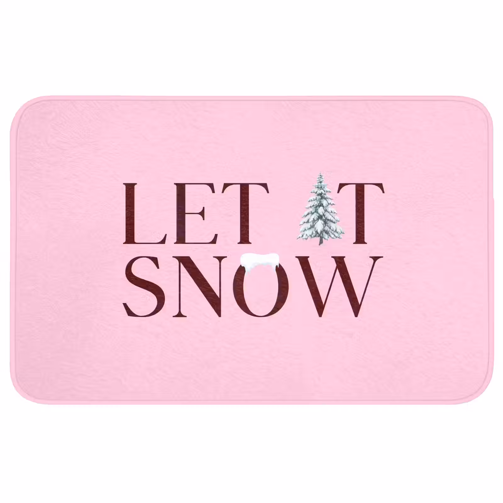 Badmat - Kerst - Tekst - Sneeuw - Roze — 1