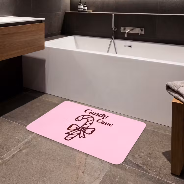 Badmat - Kerst - Snoep - Tekst - Bruin - Roze — 4