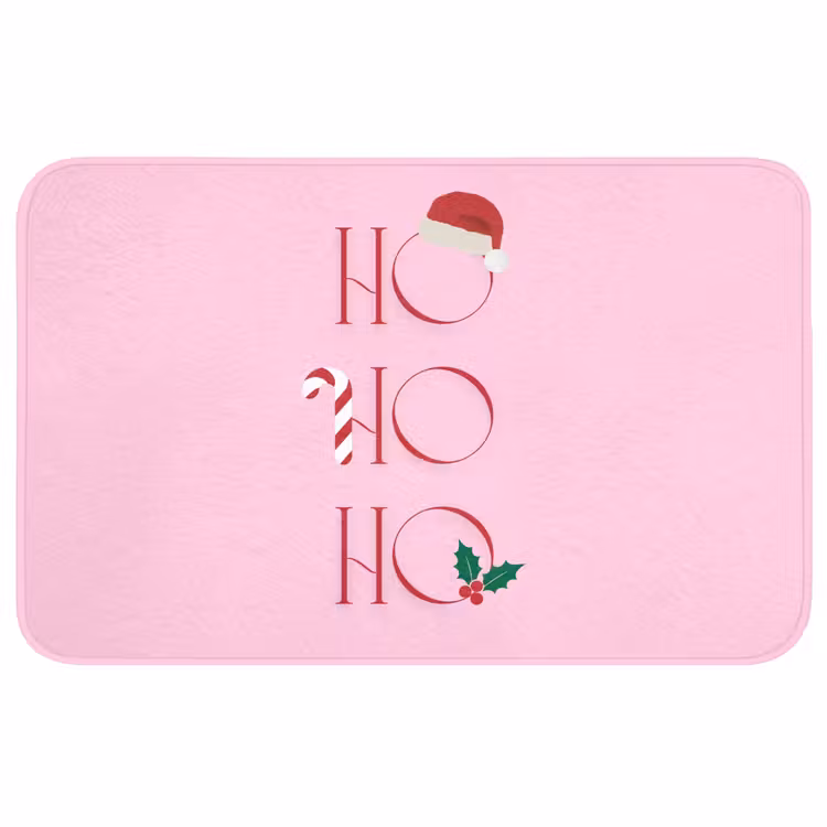 Badmat - Kerst - Tekst - Roze - Illustratie — 1