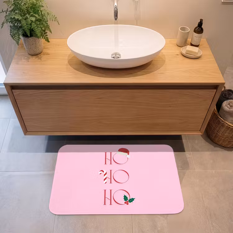 Badmat - Kerst - Tekst - Roze - Illustratie — 2