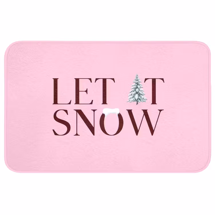 Badmat - Kerst - Tekst - Sneeuw - Roze — 1