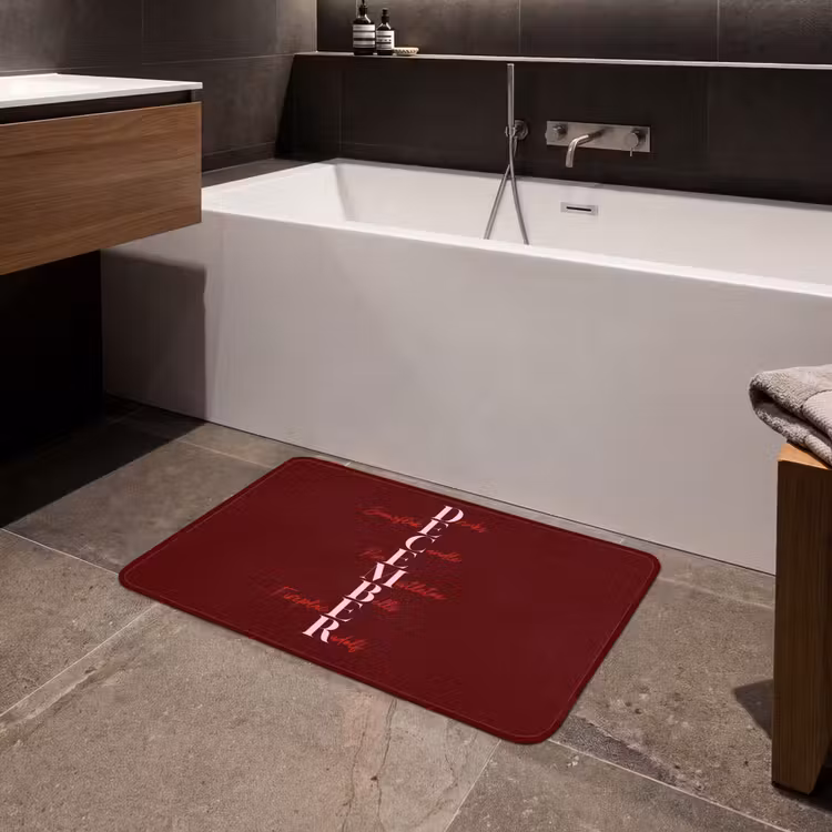 Badmat - December - Tekst - Kerst - Burgundy — 4