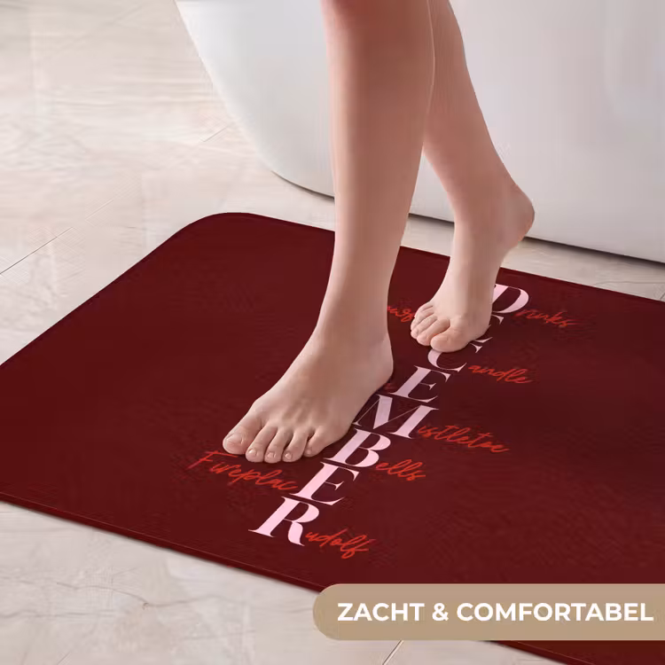 Badmat - December - Tekst - Kerst - Burgundy — 5