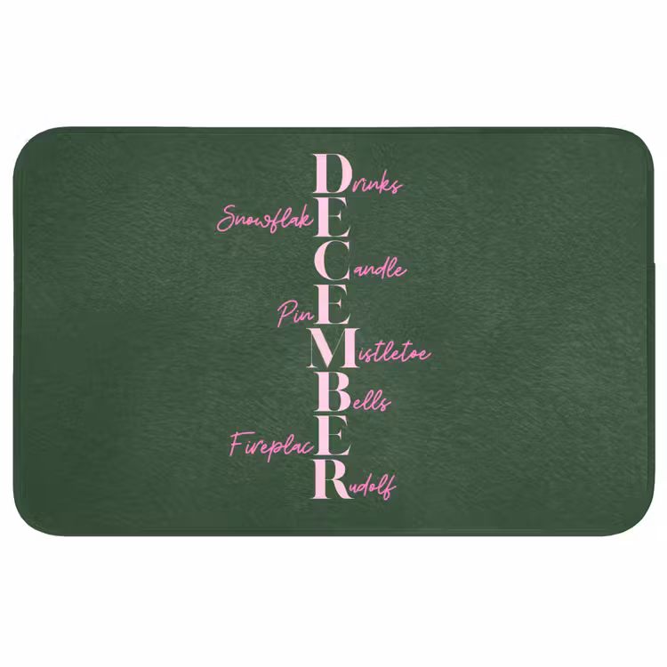 Badmat - December - Tekst - Kerst - Groen — 1