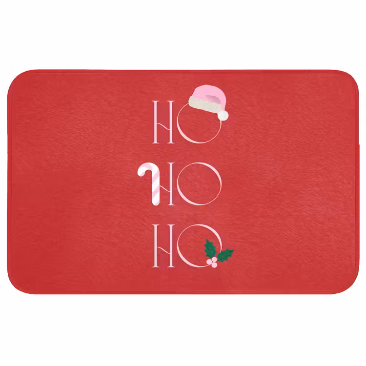 Badmat - Kerst - Tekst - illustratie - Rood