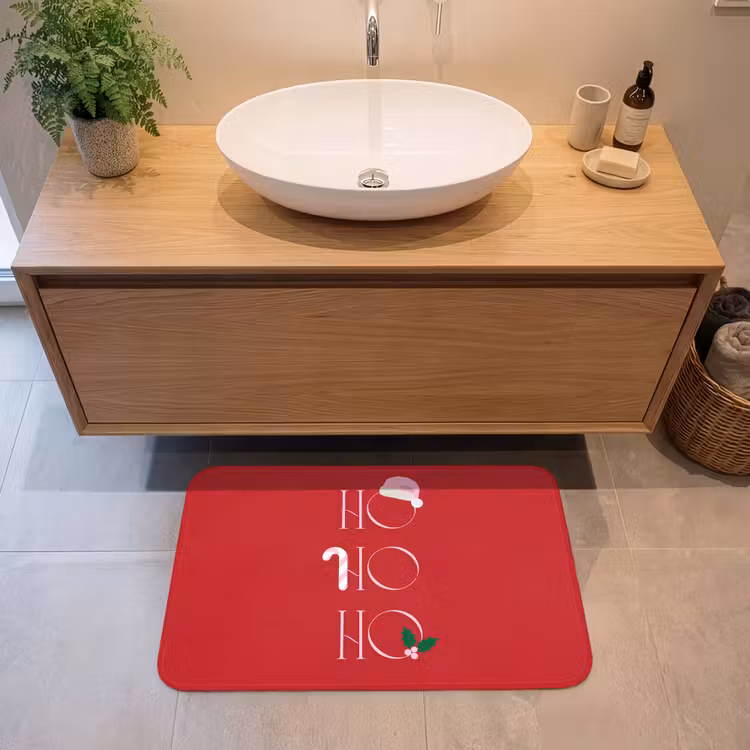 Badmat - Kerst - Tekst - illustratie - Rood — 2