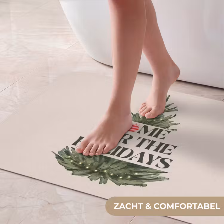 Badmat - Kerst - Tekst - Kerstboom - Beige — 5