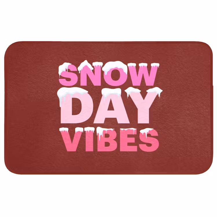 Badmat - Kerst - Tekst - Sneeuw - Rood - Roze — 1