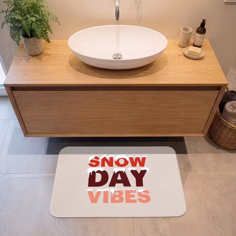 Badmat - Sneeuw - Kerst - Tekst - Rood — 2
