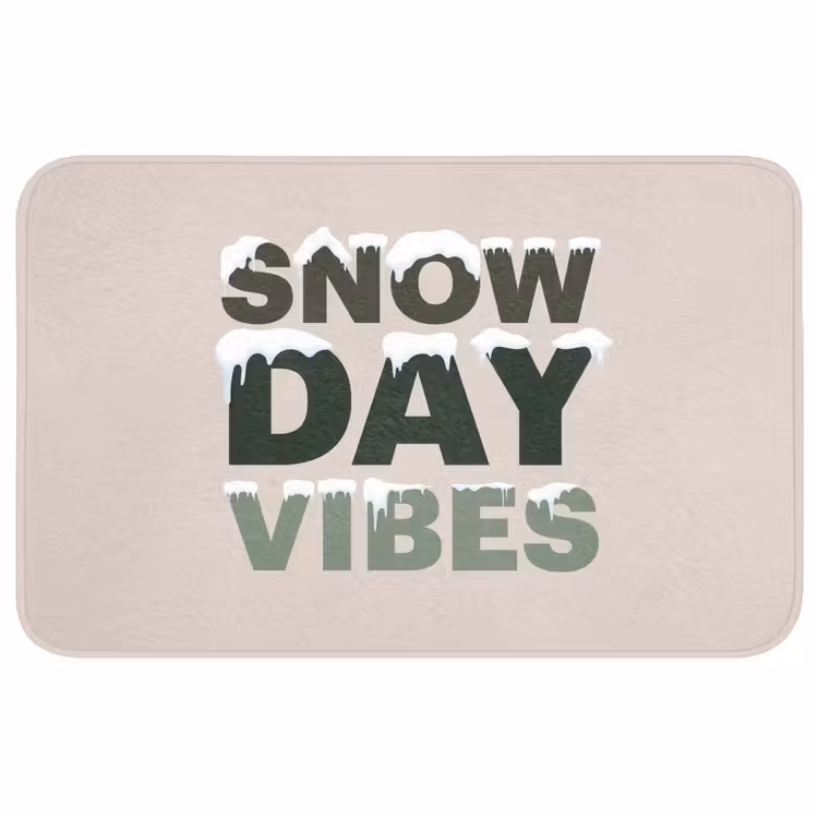 Badmat - Sneeuw - Tekst - Kerst - Beige — 1