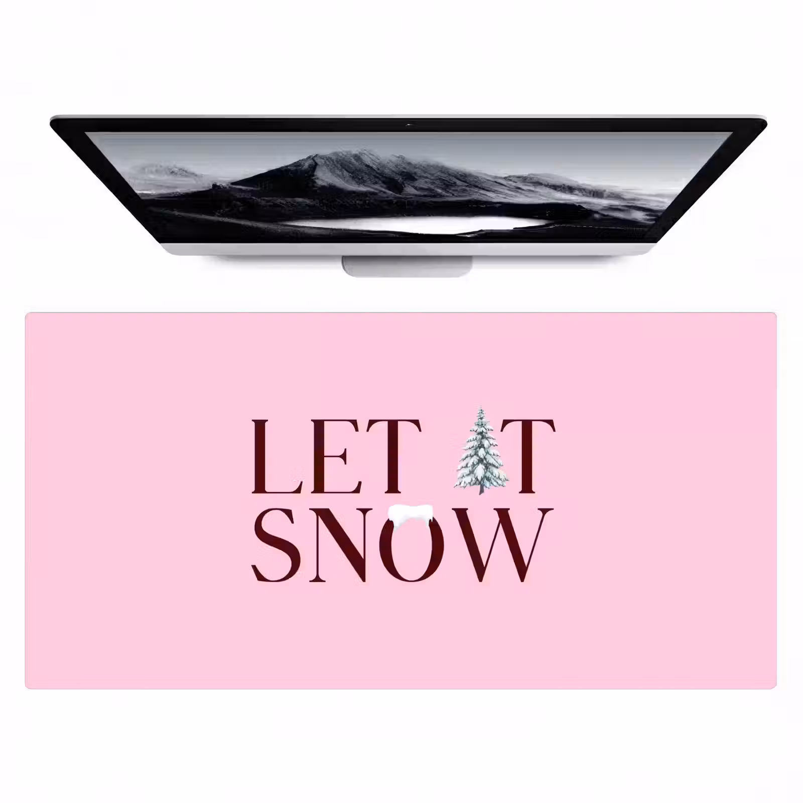 Bureau onderlegger - Kerst - Tekst - Sneeuw - Roze — 1