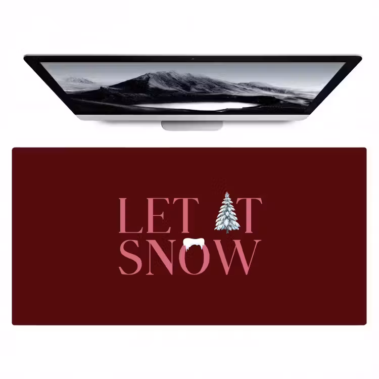 Bureau onderlegger - Tekst - Kerst - Sneeuw - Roze — 1
