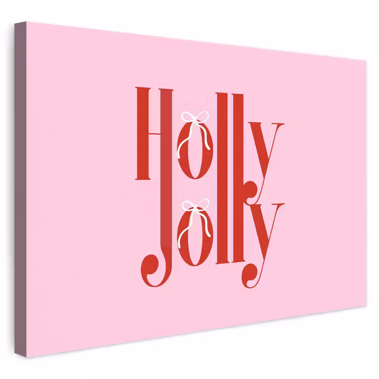 Canvas schilderij - Kerst - Tekst - Rood - Roze — 1