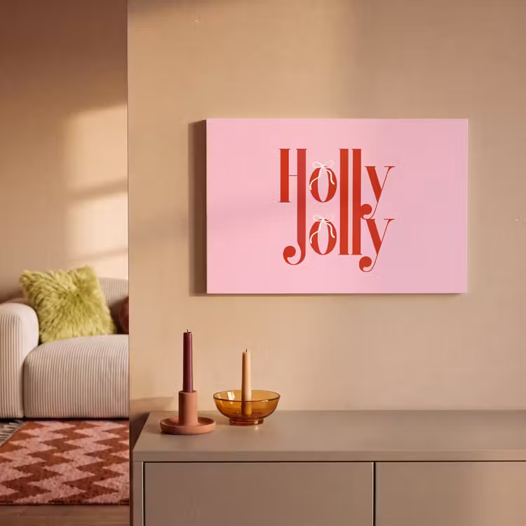 Canvas schilderij - Kerst - Tekst - Rood - Roze — 2