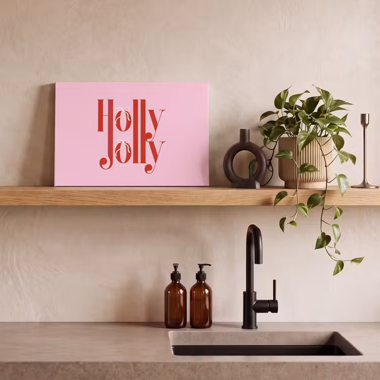 Canvas schilderij - Kerst - Tekst - Rood - Roze — 4