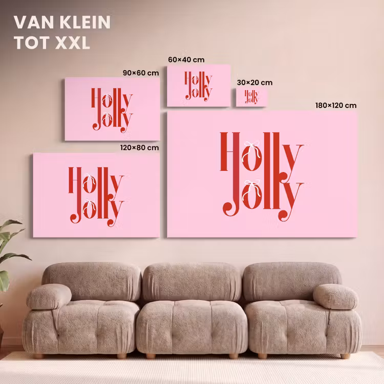 Canvas schilderij - Kerst - Tekst - Rood - Roze — 8