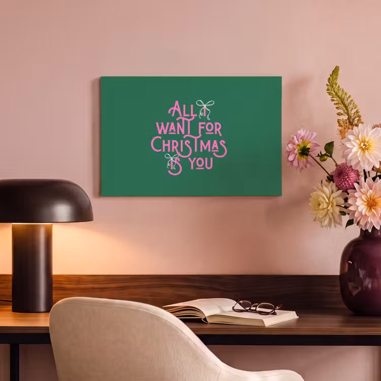 Canvas schilderij - Kerst - Tekst - Roze - Groen — 6
