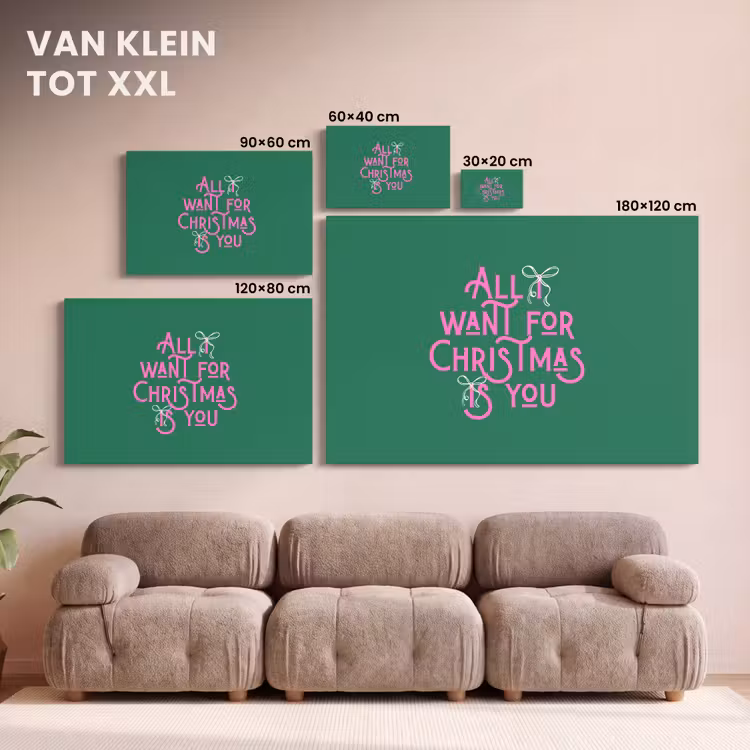 Canvas schilderij - Kerst - Tekst - Roze - Groen — 8