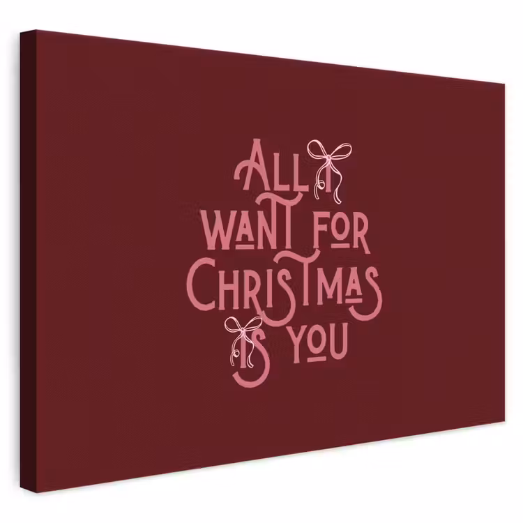 Canvas schilderij - Tekst - Kerst - Rood - Roze — 1