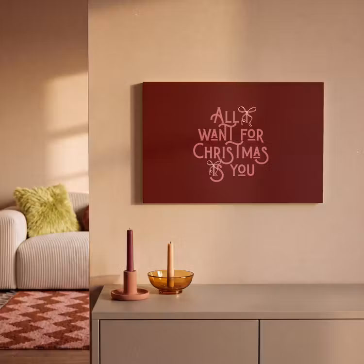 Canvas schilderij - Tekst - Kerst - Rood - Roze — 2