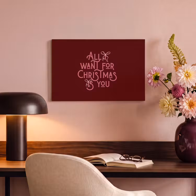 Canvas schilderij - Tekst - Kerst - Rood - Roze — 6