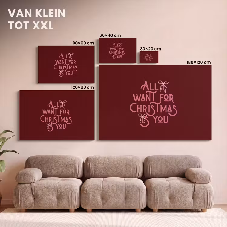 Canvas schilderij - Tekst - Kerst - Rood - Roze — 8