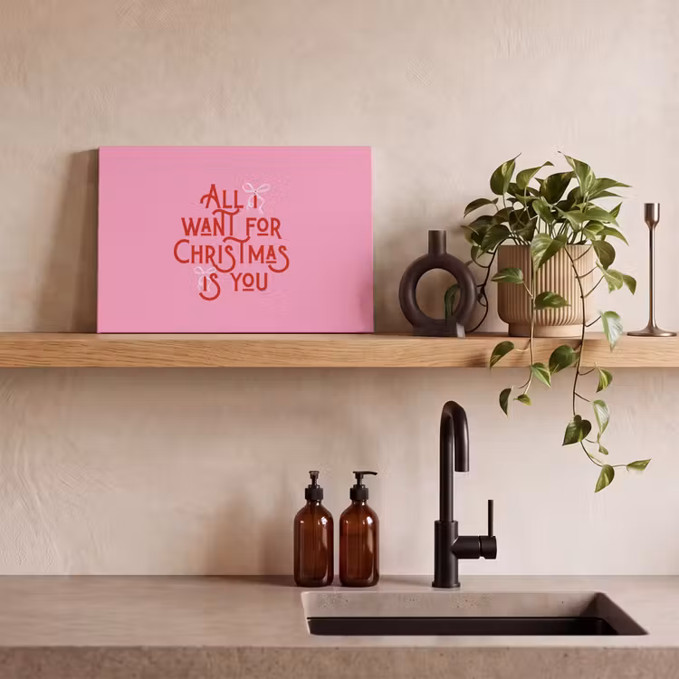 Canvas schilderij - Tekst - Kerst - Roze - Rood — 4