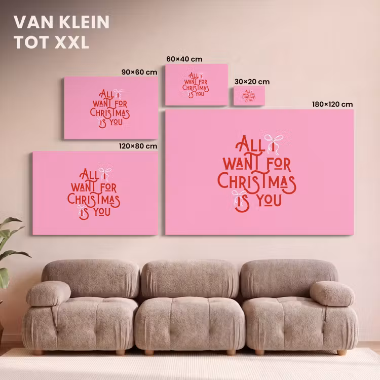 Canvas schilderij - Tekst - Kerst - Roze - Rood — 8