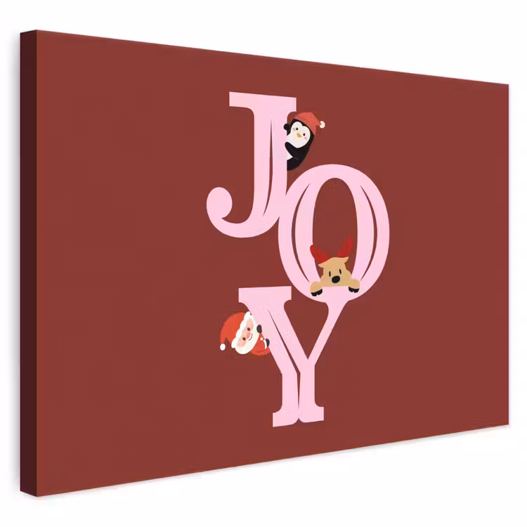 Canvas schilderij - Joy - Kerst - Animatie - Rood - Roze — 1