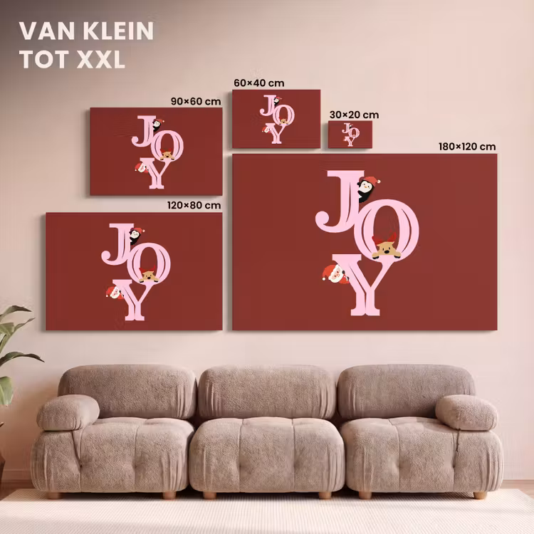 Canvas schilderij - Joy - Kerst - Animatie - Rood - Roze — 8