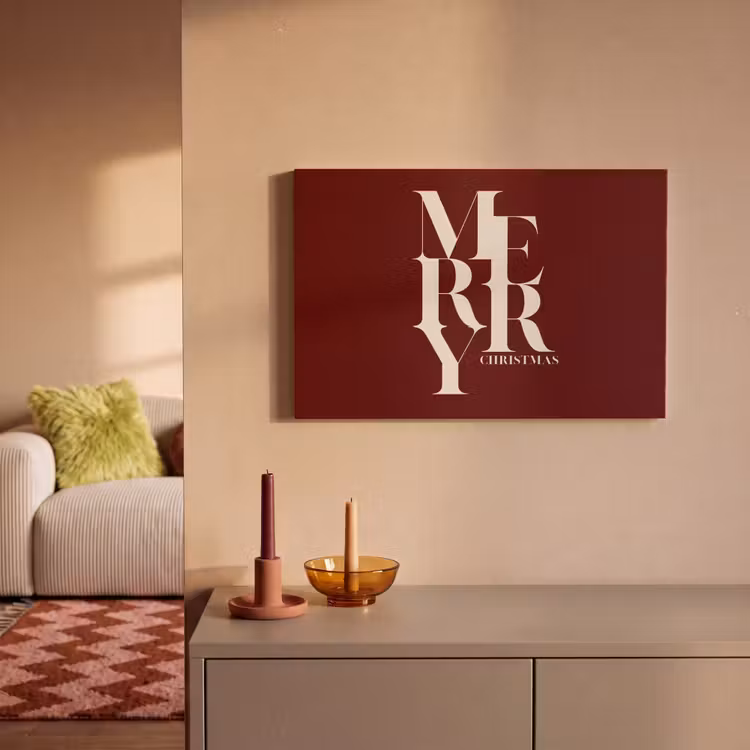 Canvas schilderij - Merry - Tekst - Donker - Rood — 2