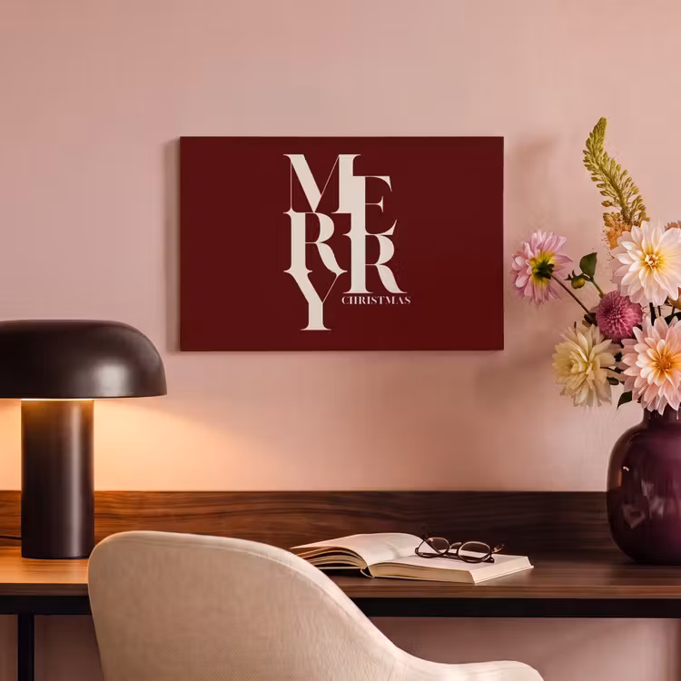 Canvas schilderij - Merry - Tekst - Donker - Rood — 6