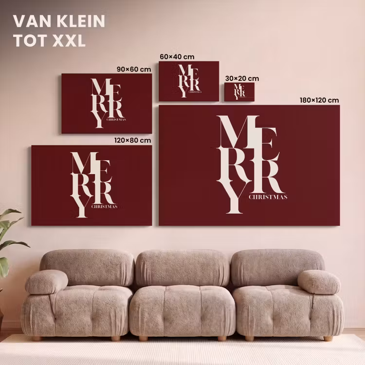 Canvas schilderij - Merry - Tekst - Donker - Rood — 8